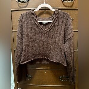 PacSun Chocolate V-Neck Sweater--XS